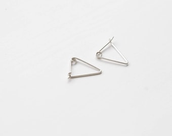Line earrings, Triangle hoop earrings, staple earrings, edgy silver earring, geometric earrings, hipster style earrings