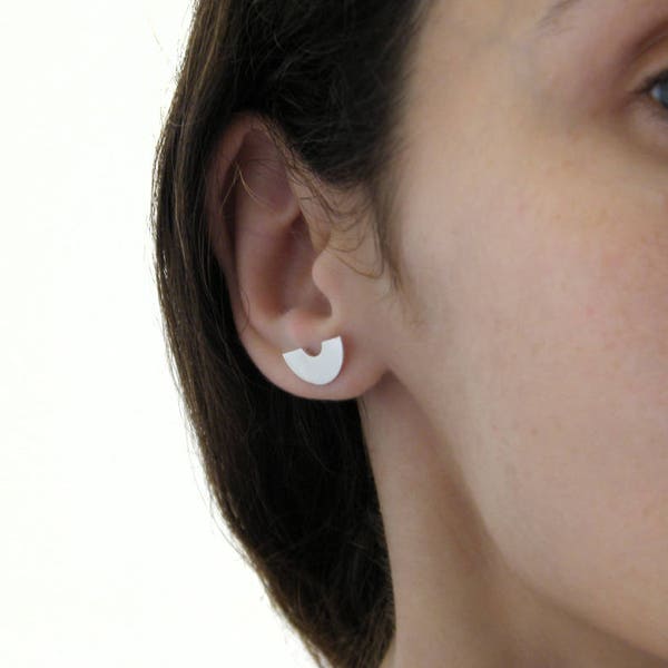 Geometric earrings, Minimalist Stud Earrings, Disc earrings, Architectural earrings, Modern earrings, Arc earrings, Edgy earrings.