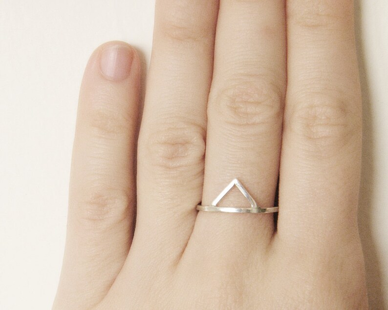 Triangle silver ring chevron silver ring geometric silver ring. minimalist silver ring