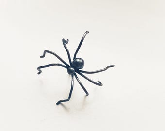 Spider silver single earring. Halloween jewelry.
