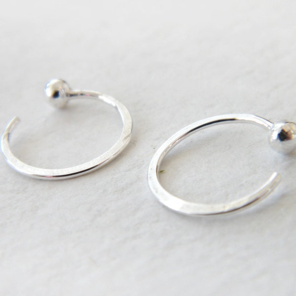 Hammered hugging hoop earrings,Hugging hoops, Minimalist hoops, Minimalist hoop earrings, Silver hoops.