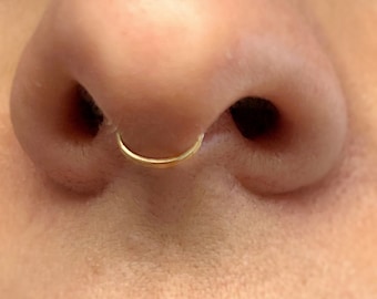 Gold nose ring, gold fake piercing, gold nose hoop, fake septum ring, rose gold nose hoop, tiny nose ring, 20 gauge nose ring.