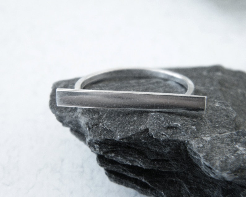 geometric ring edgy silver ring. Bar silver ring minimalist ring