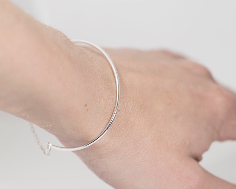 Silver cuff bracelet, dainty bracelet, minimalist bracelet, simple bracelet, geometric silver bangle, everyday bracelet. image 3