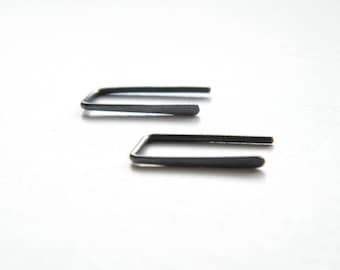 Sterling Silver Arc Earrings: Minimalist Threader Jewelry