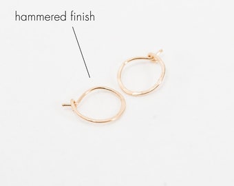 Dainty Hoop Earrings: Sterling Silver, Gold Filled, or Hammered Finish