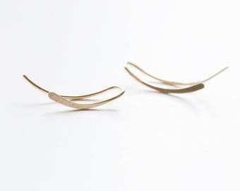 Gold Ear Crawlers, Silver Ear Climbers, Ear climber earrings, Bar Earrings, Modern earrings.