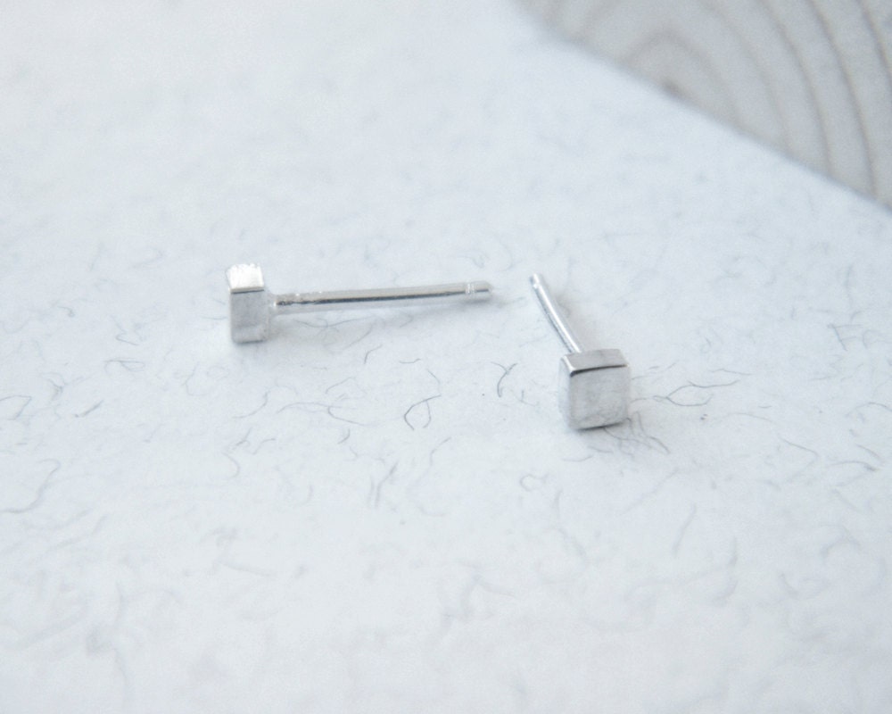 Silverly Orecchini A Bottone Quadrati In Argento 925 – Piatti, Lisci, Minimal – Per Donna E Uomo, Ipoallergenici, Con Panno Lucidante