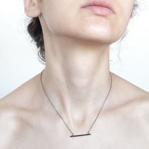Edgy silver bar necklace, minimalist necklace, dainty necklace, silver bar necklace, horizontal bar necklace, layering necklace silver.