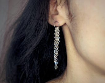 Sterling silver Fringe Earrings: Fancy sparkling chain earrings.