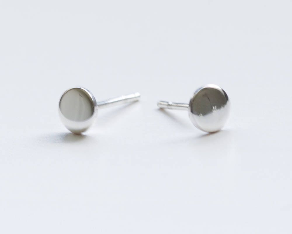 Tiny Silver Stud Earrings Dot Studs Dot Earrings Circle - Etsy