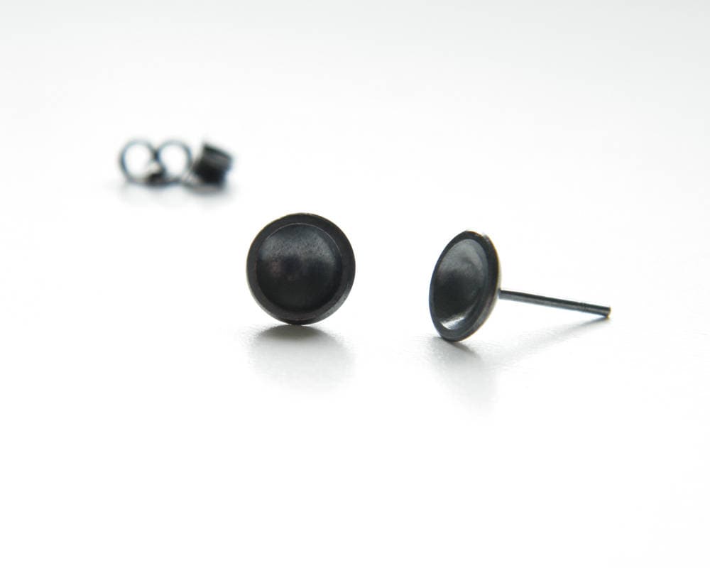Concave earrings Minimal earrings Round stud earrings dome | Etsy