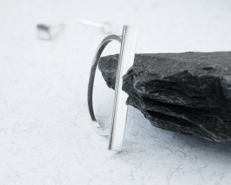 geometric ring edgy silver ring. Bar silver ring minimalist ring