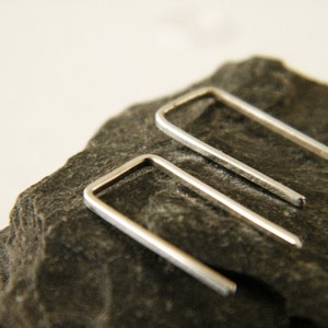 Minimalist Staple Earrings, Geometric earrings, line earrings, hipster style earrings, arc earrings. image 4