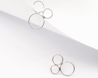Sterling Silver circles Studs: bubble earrings.
