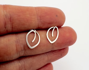 Sterling Silver Leaf Stud Earrings: Minimalist Bridesmaid Jewelry