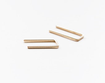 Minimalist Staple Earrings, Geometric earrings, line earrings, hipster style earrings, arc earrings.