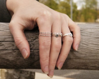 Minimalist Sterling Silver Stacking Rings: Skinny Band Ring