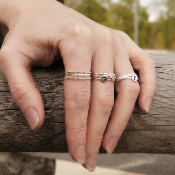 Silver stacking rings, Stackable silver ring, Stacking rings, Skinny silver ring.