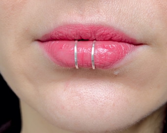 Sterling Silver Double Lip Cuff, No Piercing Faux Lip Ring.