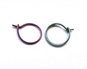 Anodized Titanium Hoop Earrings, Hypoallergenic hoops for Sensitive Ears
