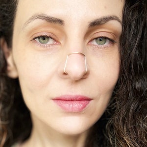 Nose bridge cuff, unique face jewelry, alien face jewelry, punk face jewelry, silver nose cuff. Custom size nose cuff.