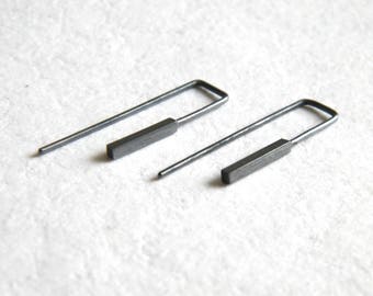 Silver Bar Earrings, Minimalist geometric earrings, Silver modern earrings, Minimalist earrings, Edgy earrings, Simple earrings.