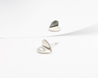 Silver heart earrings, heart stud earrings, minimalist heart earrings, bridesmaid gift, valentines gift, gift for her, wedding earrings.