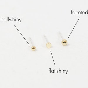 Gold color dot earrings, everyday earrings, brass stud earrings, tiny ball earrings.