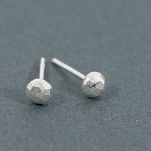 Faceted studs, Sterling silver ball studs, sterling silver pebble studs, small sterling silver stud earrings.