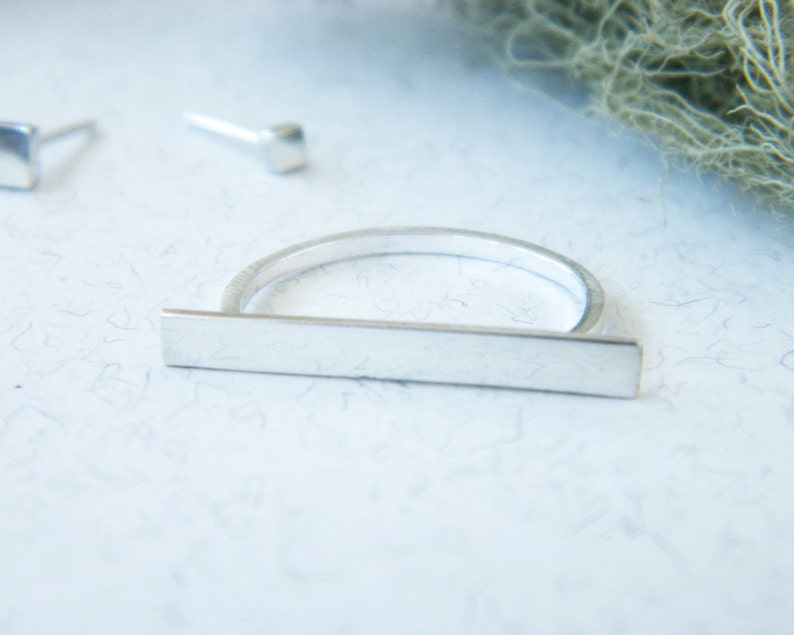 geometric ring edgy silver ring. Bar silver ring minimalist ring