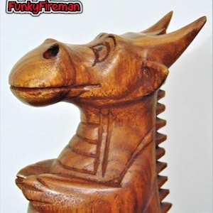 Cartoon dragon Incense cone burner ~ Wood carving ornament H16cm
