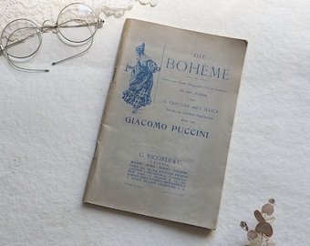 Antique Opera libretto in german. La Boheme libretto. Antique libretto Die Boheme. Antique Collection book. Opera fans gift. La Boheme.