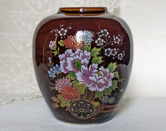 Vintage Kleine Keramik Vase. Japan-Keramik. Haus und Küchendekoration. Antike japanische Vase. Vintage Wohndekor. Retro Braune Vase.
