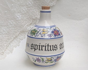 Large Pharmacy Porcelain Jar Spiritus Amabilis. Antique porcelain apothecary jar. Kitchen decor. Vintage apothecary bottle Spiritus Amabilis