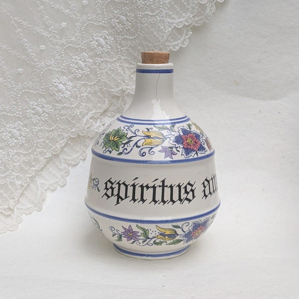 Grande Farmacia Vaso di porcellana Spiritus Amabilis. Vaso da farmacia in porcellana antica. Arredamento della cucina. Bottiglia da farmacista vintage Spiritus Amabilis