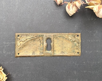 Vintage Furniture Escutcheon Art Deco. Brass Key Hole Decoration. Antique Jugendstil escutcheon with floral motif. Keyhole decor.