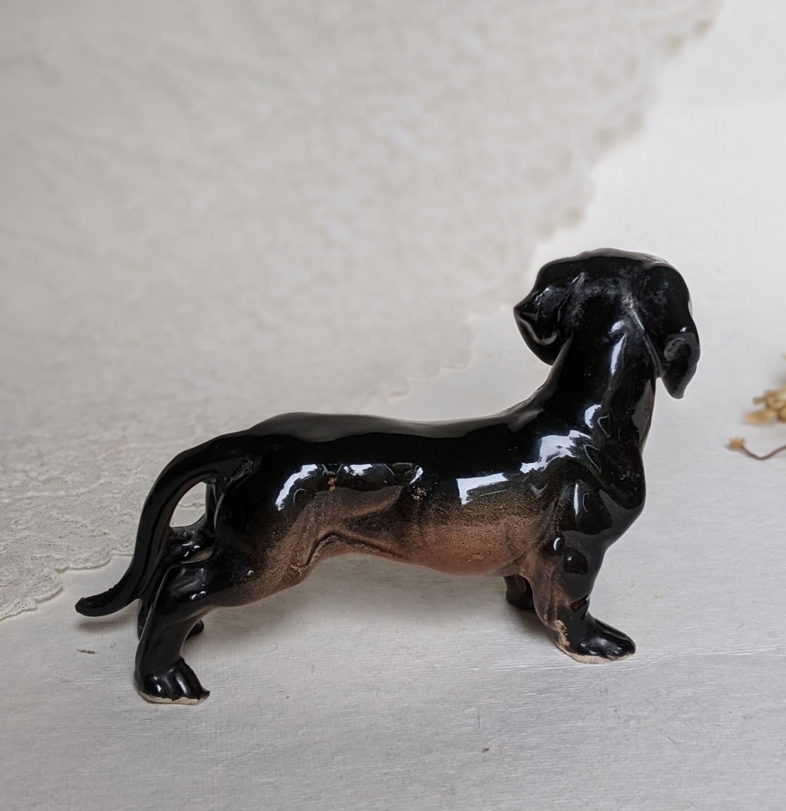 Dachshund Figurine Ceramic. Antique Porcelain Dog Figurine. Etsy