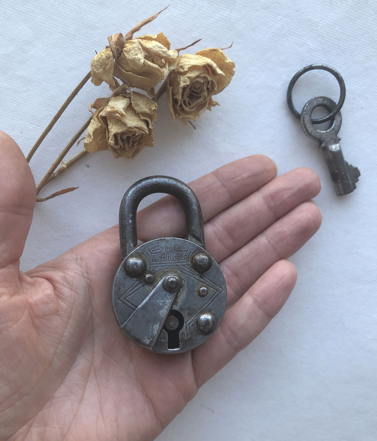 Vintage German Padlock With Key. Old Round Padlock. Wedding Etsy