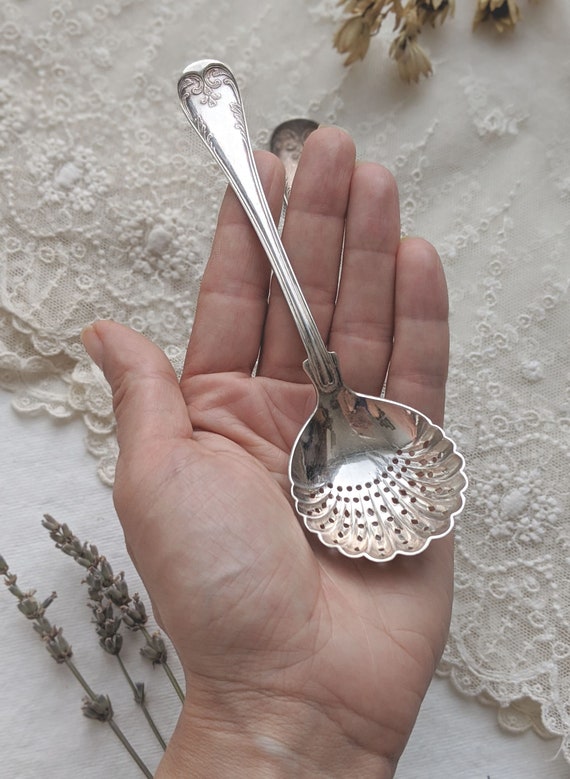Antique Set of Two Sugar Sifter Spoon. Artkrupp Berndorf Spoon