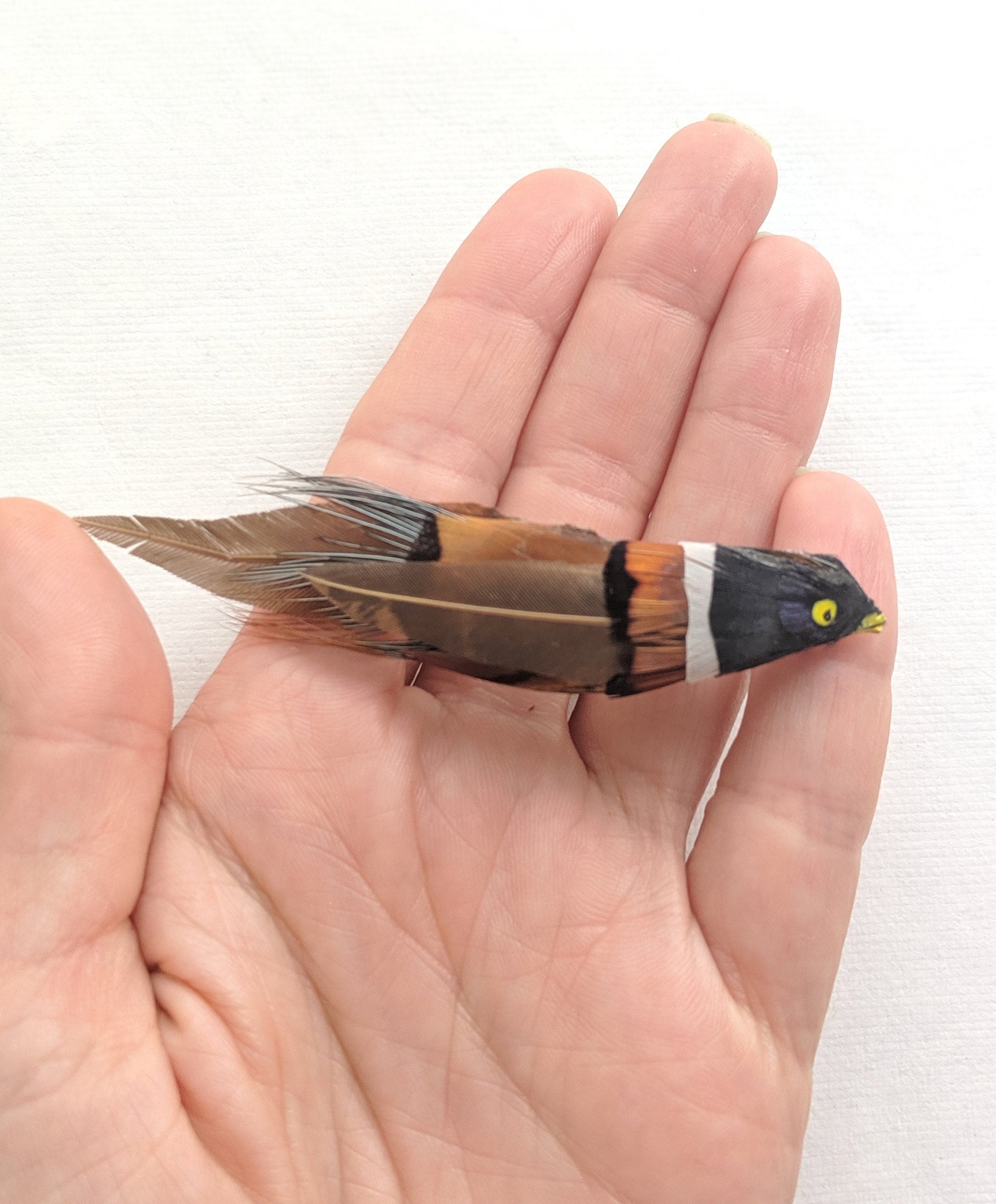 Vintage Feather Bird Pin. Real Feather Bird Brooch. Austrian  display picture 3