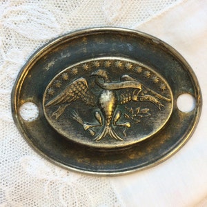 Vintage American Eagle Furniture pediment Escutcheon Metal Decoration. Antique escutcheon. Antique Metal Plaque with eagle. Eagle Stamping.