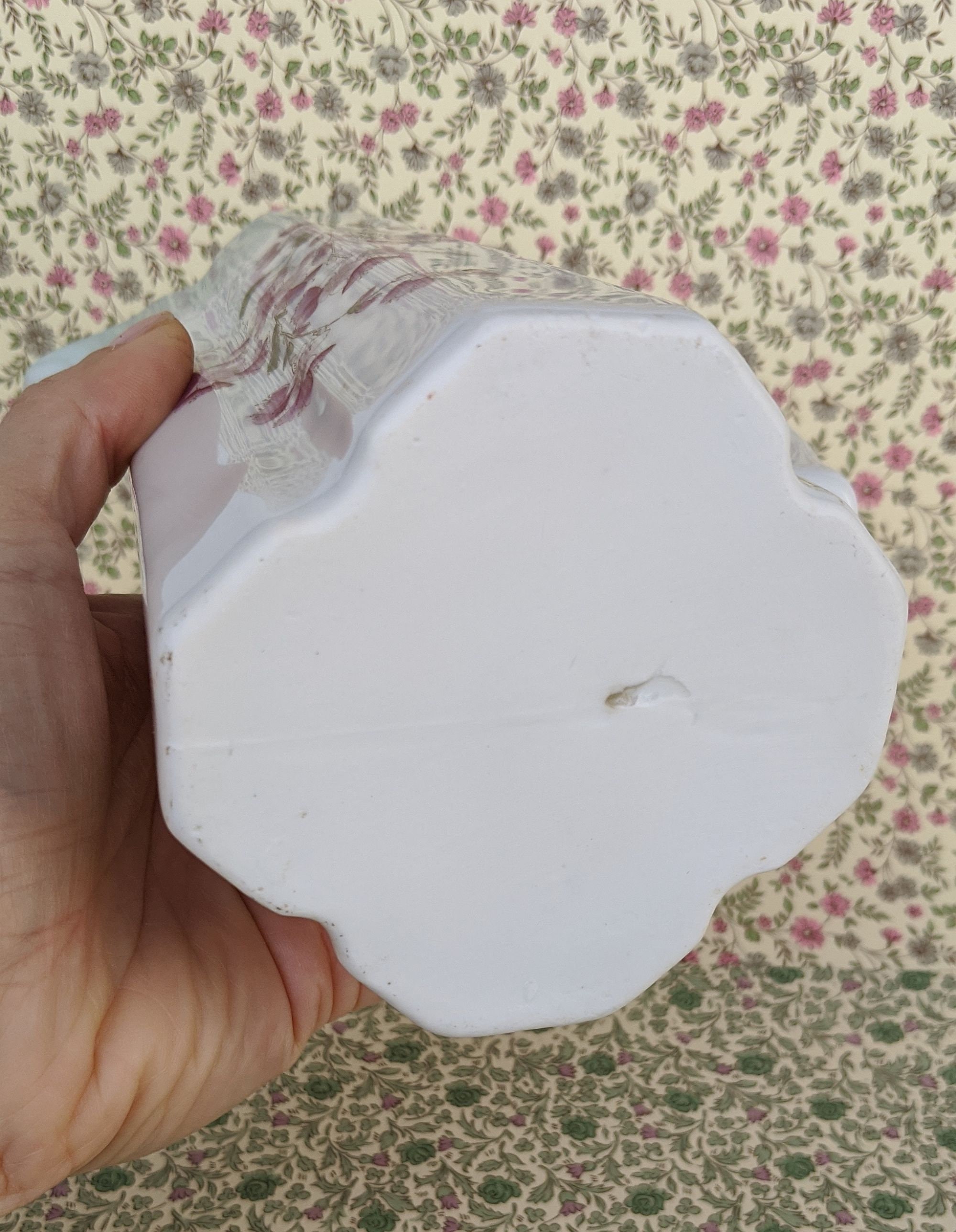 Vintage Porcelain Water Milk Jug With Flowers. Antique Cottage Chic Jug