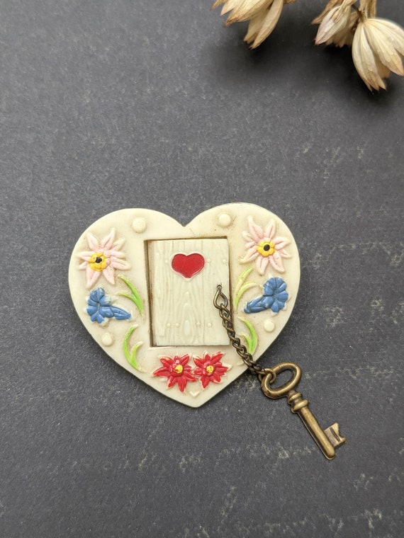 Rare Vintage Locket Heart brooch. Locket Brooch. … - image 1