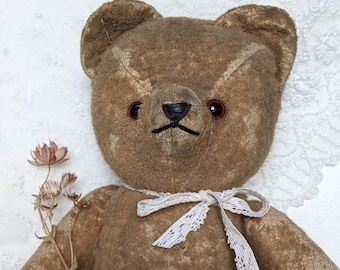 Ours En Peluche CLEMENT – Vintage 50cm – Couleur Bordeaux, état Propre