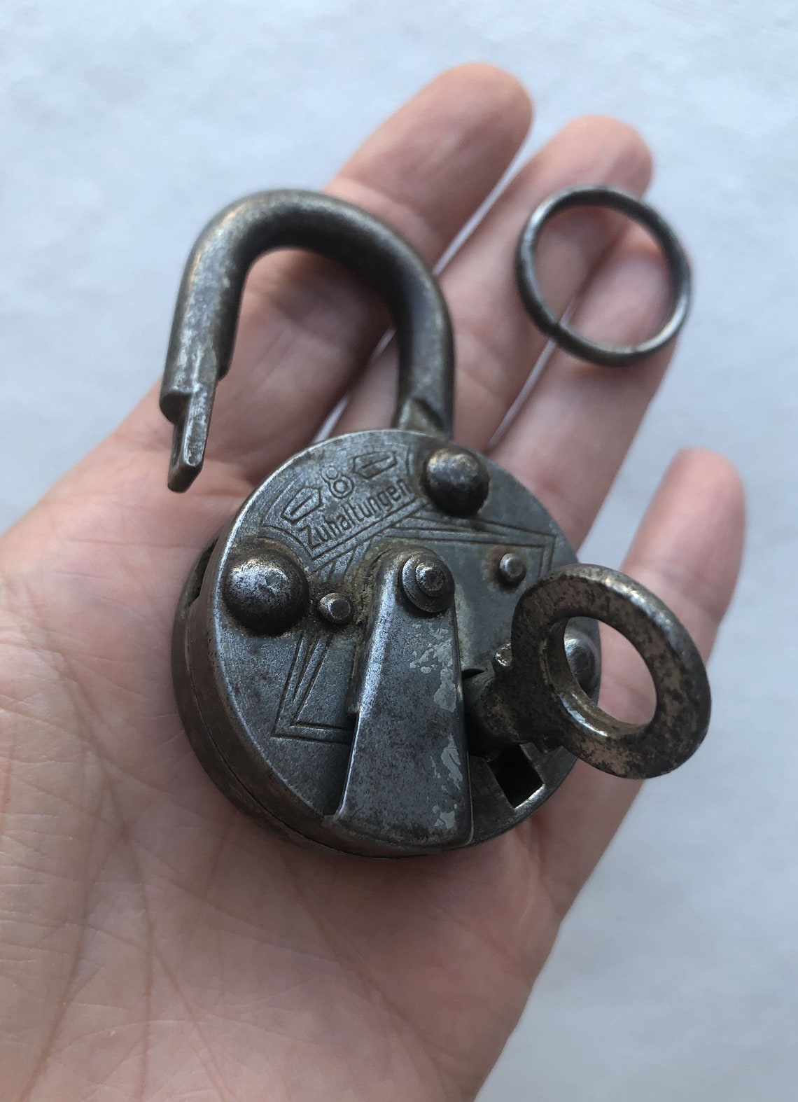 Vintage German Padlock with key. Old round padlock. Wedding Etsy