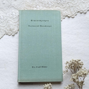 Mint color book. Heinrich Tieck - Maximen und Betrachtungen. Vintage book with old german font. Old german book. Book of colors mint.
