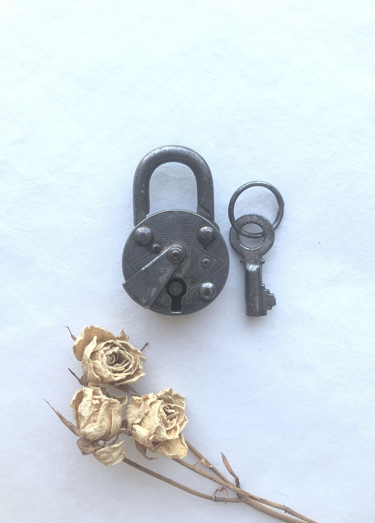 Vintage German Padlock With Key. Old Round Padlock. Wedding Etsy