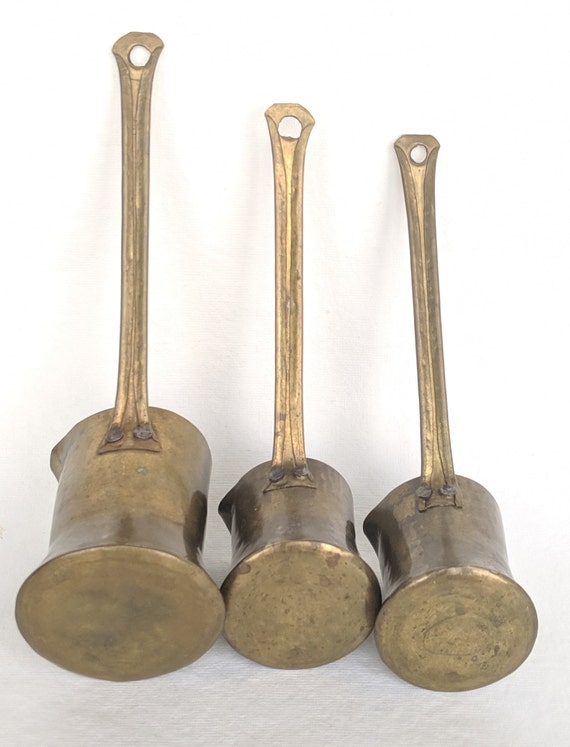 Brass Cezve Vintage Set. Set of 3 Turkish Coffee Pots