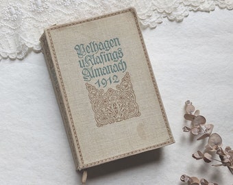 German Almanac 1912. Old german book. Antique book old german font. Antique book shelf decor. Jugendstil german book.